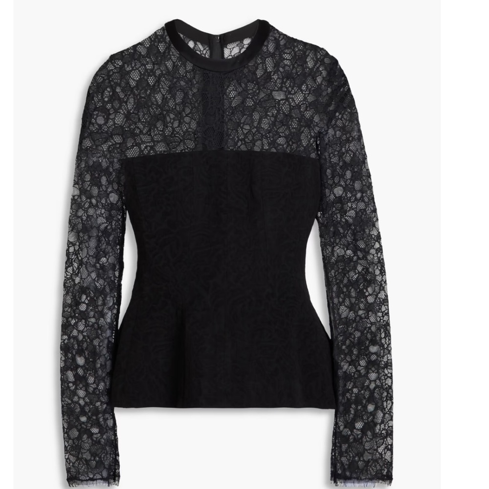 SIMKHAI lace-paneled peplum top